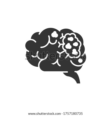 Brain cancer glyph black icon. Human organ concept. Malignant neoplasm. Sign for web page, mobile app, button, logo. Vector isolated element