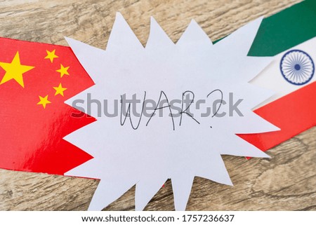china and india flag with war symbol