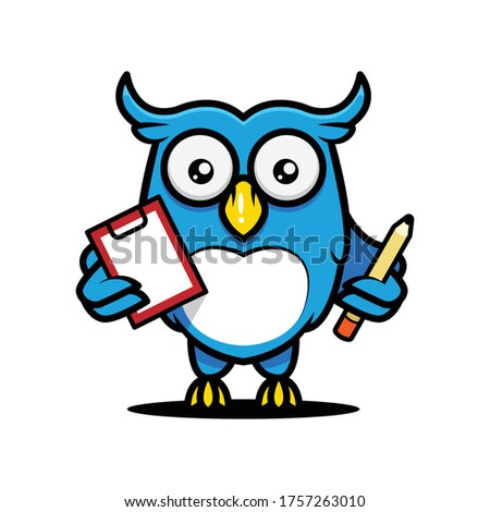 Cute owl mascot design illustration, education-related