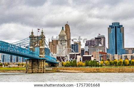 Cityscape of Cincinnati across the Ohio River in the United States