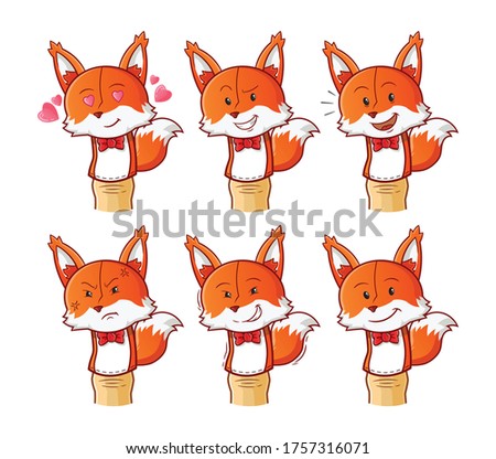 set of fox finger puppet cartoon
. mascot vector illustration