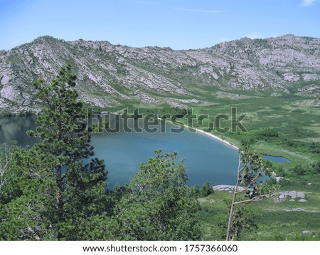 view from the mountain of Sibinskoe lake in eastern Kazakhstan