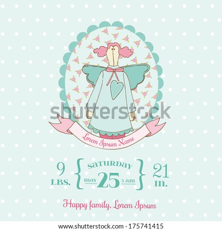 Baby Shower and Arrival Cards - Doll theme - in vector