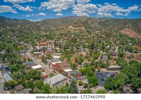 Aerial View of Downtown Manitou SpringsAerial View of Downtown Manitou Springs Royalty-Free Stock Photo #1757465990