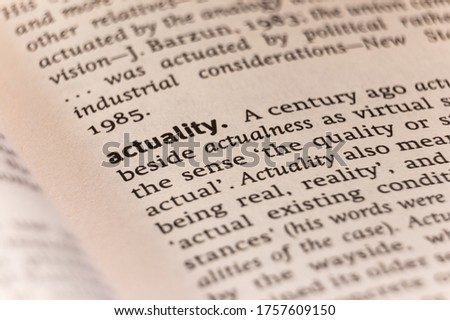 Dictionary definition of the word actuality