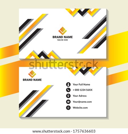 Modern geometric business creative card template. Yellow and black color. Fit for luxury and elegant theme