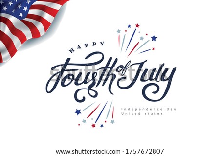 fourth of july calligraphy vector illustration. Independence day USA banner template background.4th of July celebration poster template.