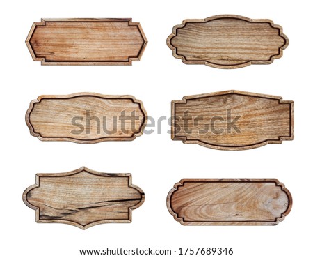 Wooden signboard isolated on white background