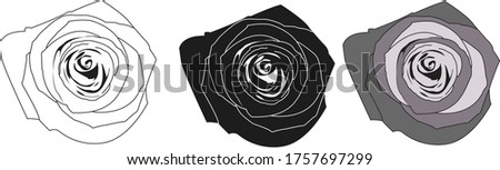 3 Flowers - Black grey and white design - Rose flower design and line flower design