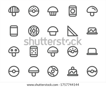 Vector icon set of food bundles such as sandwich cakes and donuts