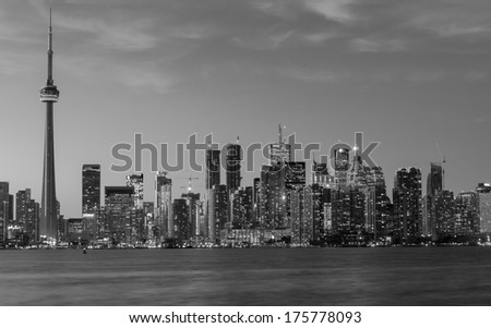 A view of Downtown Toronto in Black and White