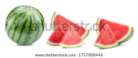 Watermelon isolated on white. Fresh watermelon. Watermelon collection clipping path. Full depth of field Royalty-Free Stock Photo #1757808446