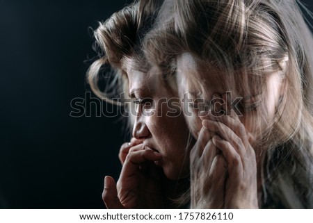 PTSD - Post Traumatic Stress Disorder, woman with mental health problems. Royalty-Free Stock Photo #1757826110