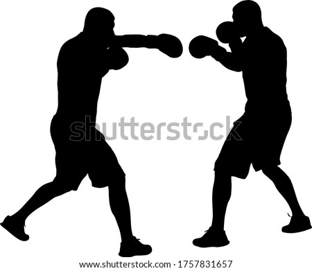 Black silhouette of an athlete boxer on a white background Royalty-Free Stock Photo #1757831657