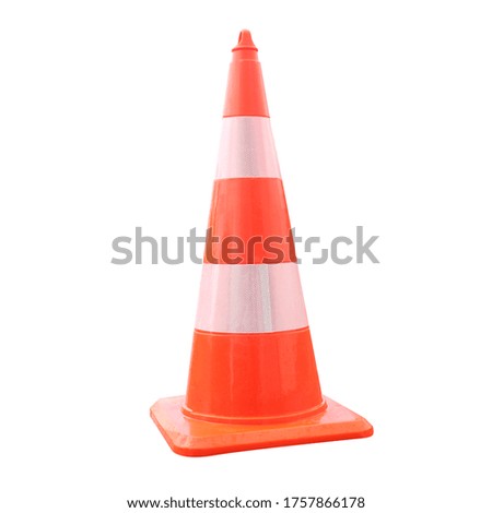 Traffic road cone. Concept for hazards and safety. Pylon sign isolated on white background.