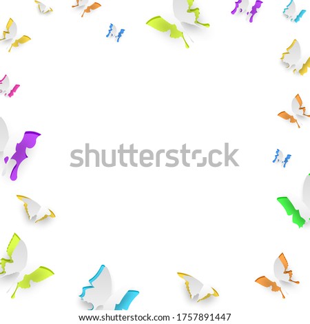 Abstract Paper Cut Color Butterfly On White Background Vector Design