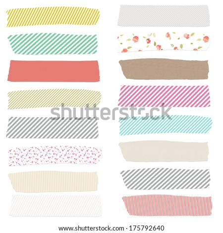 Cute Washi Tape Strips For Digital Scrapbooking and Design Royalty-Free Stock Photo #175792640