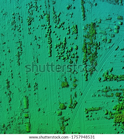 Digital elevation model. GIS product made after proccesing aerial pictures taken from a drone. It shows forest area during recultivation