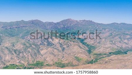 An amazing aerial shot of Armenian mountain landscape