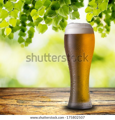 Glass of Beer on wood table