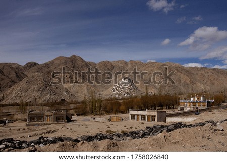Wonderful Ancient Monastery over the Rock Mountain at Leh Ladakh