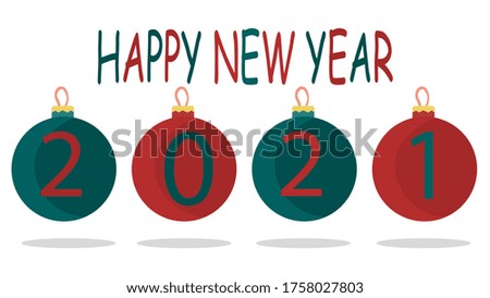 Christmas card with balls 2021. Vector image, eps 10