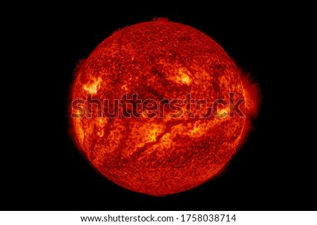 The sun and giant filament of cosmos isolated on black background. (Elements of this image furnished by NASA.) (Clipping path) Royalty-Free Stock Photo #1758038714