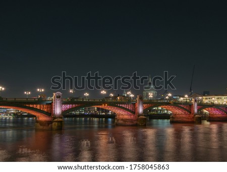 Illuminated Southwark Bridge at Night
