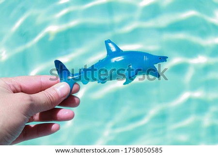 Image of blue toy shark with sharp teeth