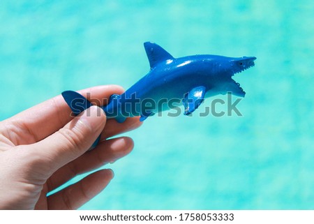 Image of blue toy shark with sharp teeth