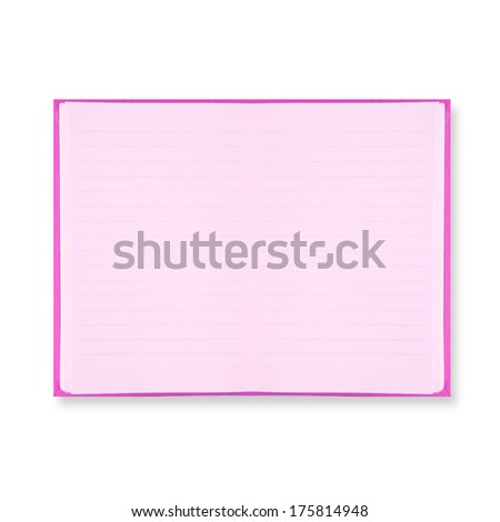 notebook with pink border isolated on white