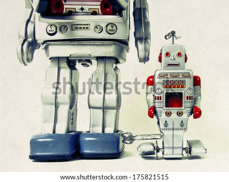 father and son robot toys