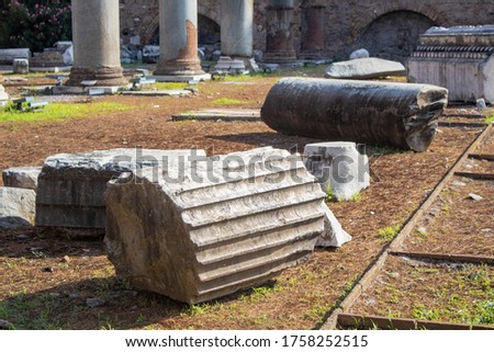 Column at the Roman Forum in Rome Royalty-Free Stock Photo #1758252515