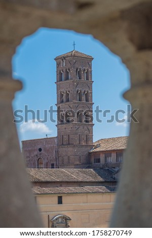 bell tower santa francesca rome Royalty-Free Stock Photo #1758270749