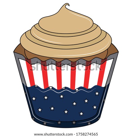 Isolated cupcake icon. Flag paper of united states. Independence day - Vector
