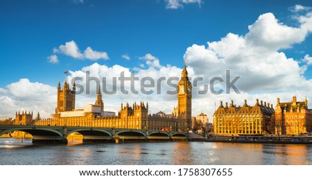 Big Ben and Westminster parliament on sunny morning in London .England