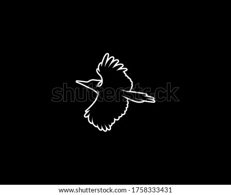 Woodpecker Silhouette on Black Background. Isolated Vector Animal Template for Logo Company, Icon, Symbol etc