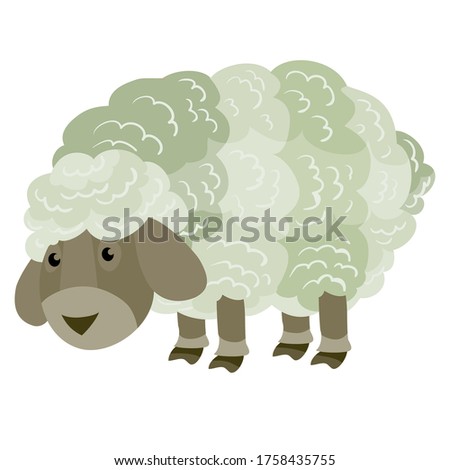 cute little sheep from the farm, flat, isolated object on a white background, vector illustration, eps