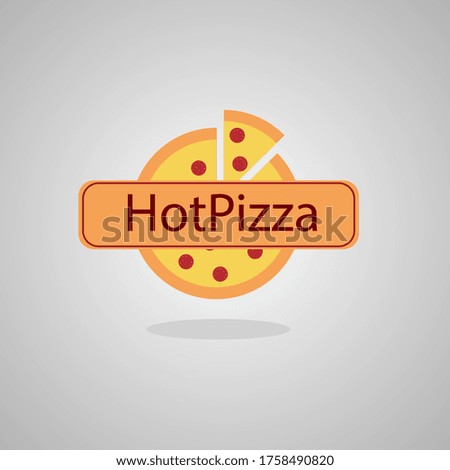 vector illustration with pizza and sign