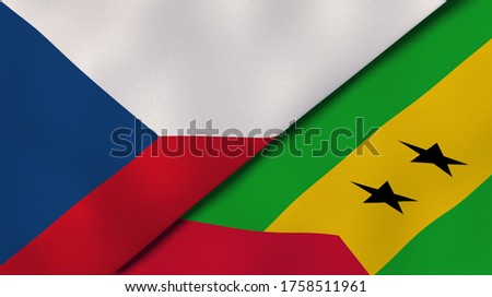 Two states flags of Czech Republic and Sao Tome and Principe. High quality business background. 3d illustration