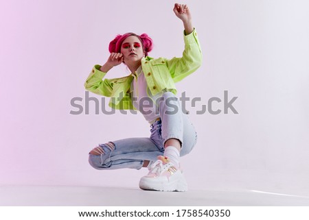 Isolated background party girl fashionable hairstyle model