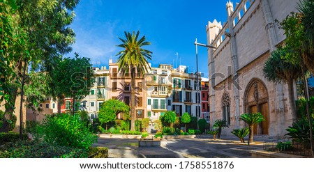 View of beautiful old town of Palma de Majorca, Spain, Europe, Balearic Islands, Mallorca Royalty-Free Stock Photo #1758551876