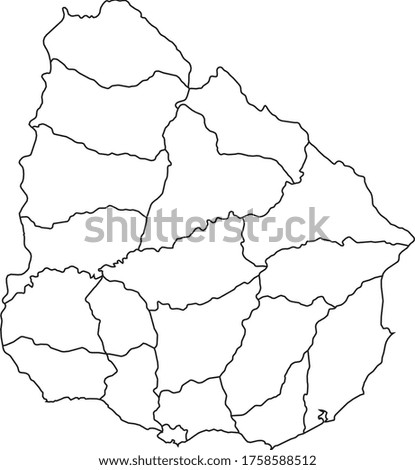 Uruguay map in white color and black border on white background. Vector illustration.