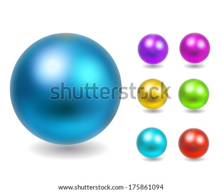 Collection of colorful glossy spheres isolated on white. Vector illustration for your design. Royalty-Free Stock Photo #175861094