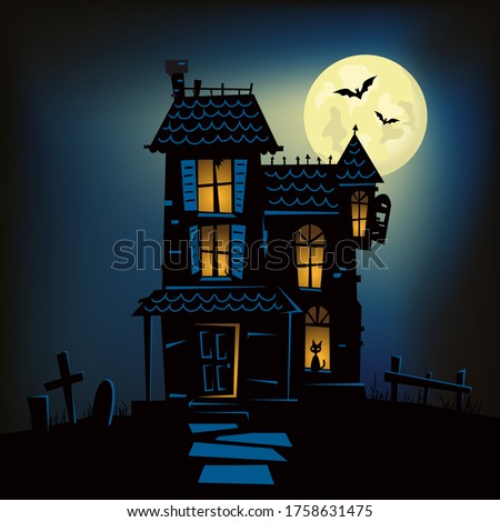 Haunted House on top of a Hill Royalty-Free Stock Photo #1758631475