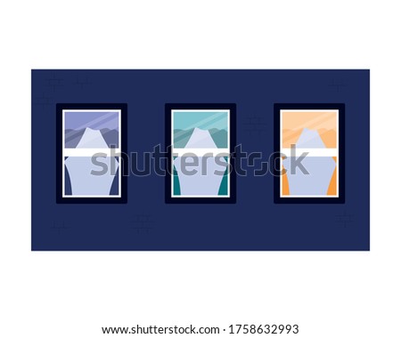 windows outside dark purple building design, architecture home and house theme Vector illustration