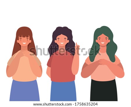 happy women cartoons design, Girl female person people human and social media theme Vector illustration