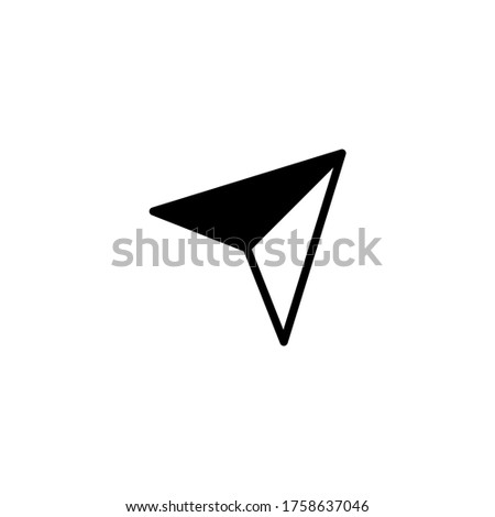 Navigate vector icon in black flat glyph, filled style isolated on white background