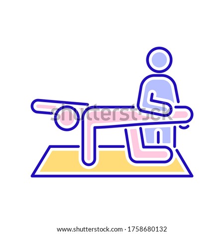 Physiotherapy line color icon. Rehabilitation, therapy concept. Injury treatment.Isolated vector element. Outline pictogram for web page, mobile app, promo.
