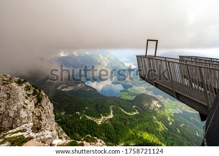 Stunning view of the Salzkammergut region, OÖ, Austria, seen from the 5 Fingers observation platform on top of the Krippenstein mountain